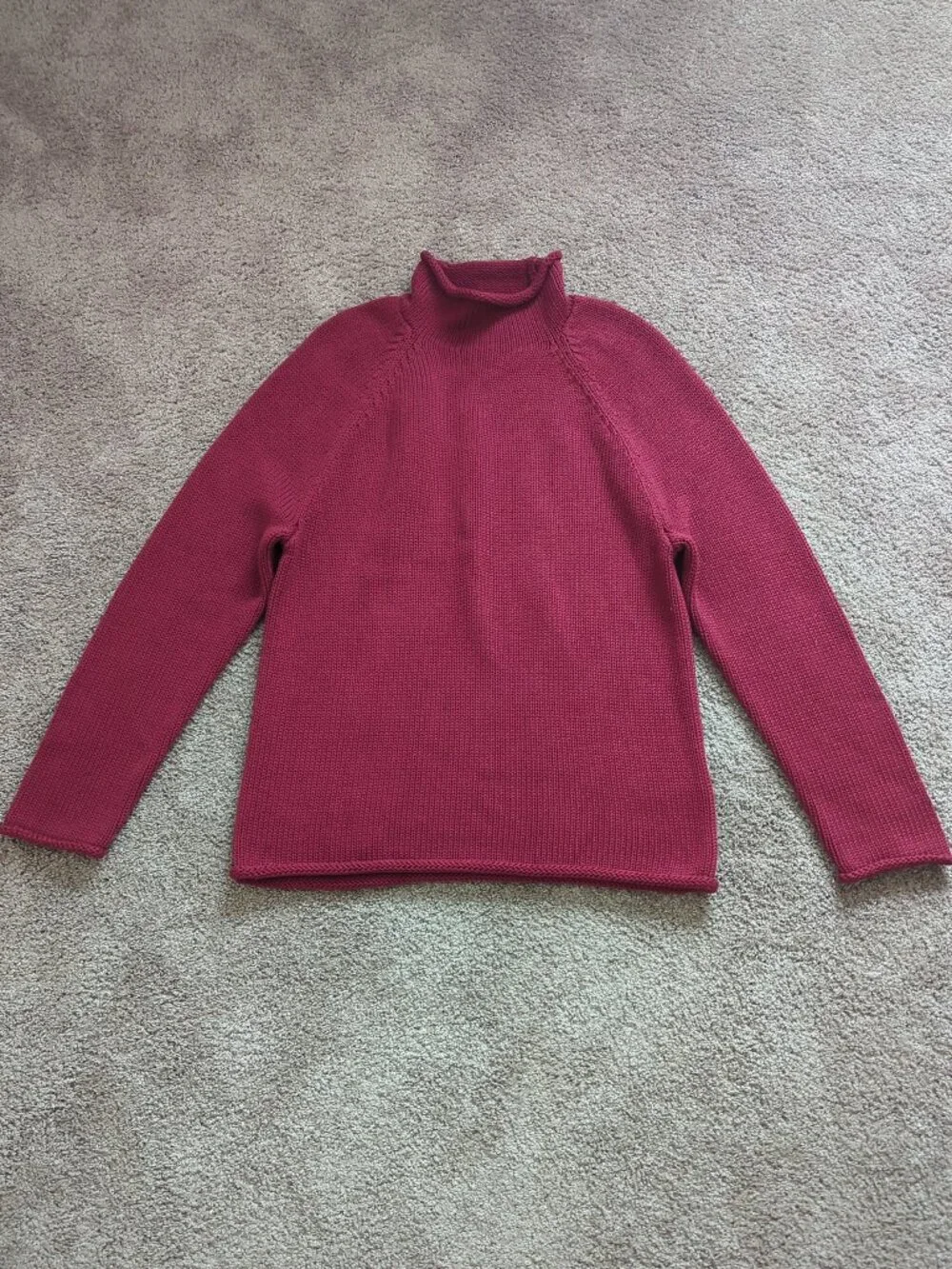 J. Crew 1988 Rollneck Cotton Sweater XS Burgundy